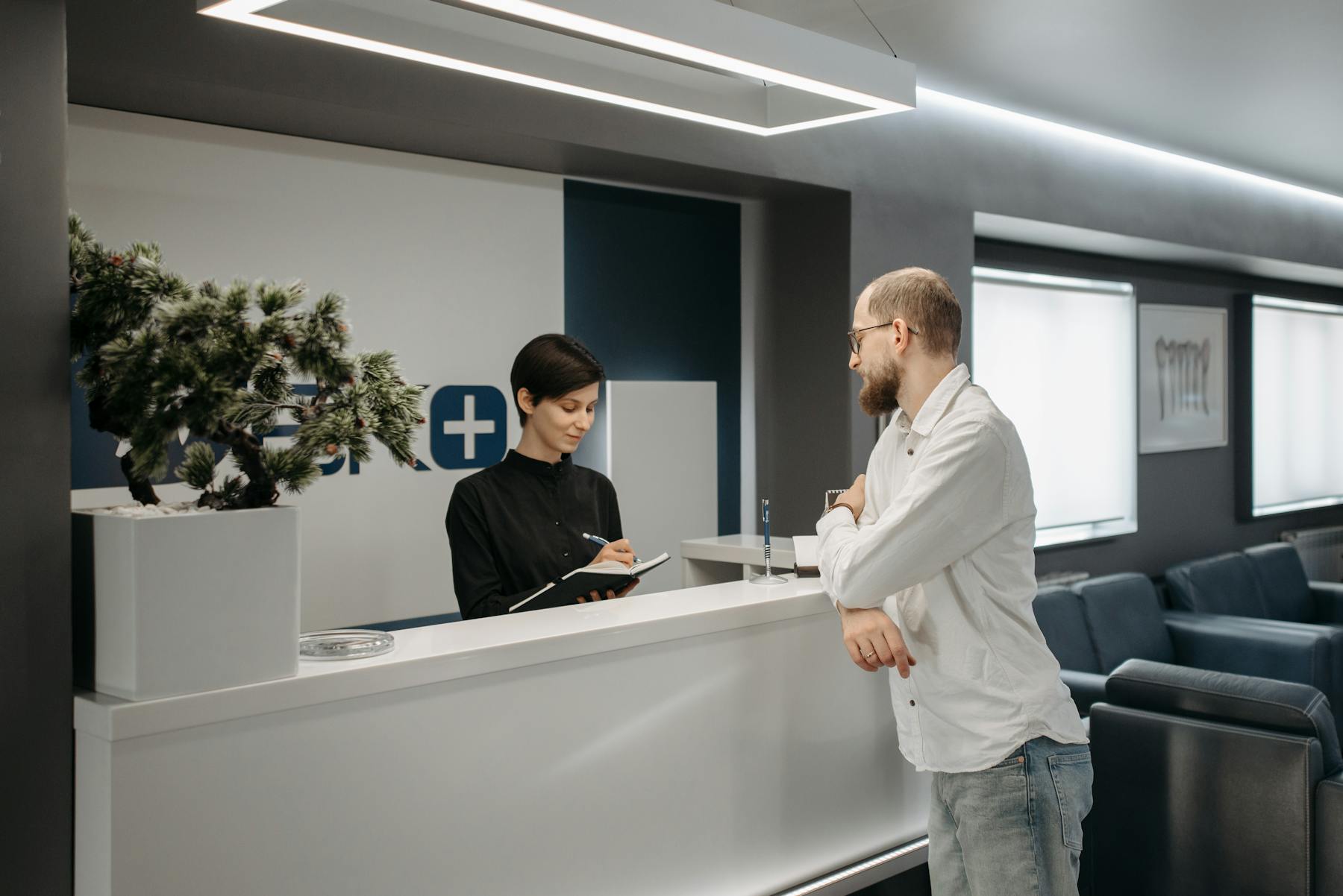 Modern dental workspace with patient access activity